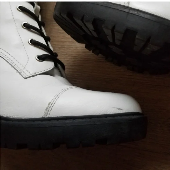 Marc fisher white leather heeled combat boots - Picture 5 of 7